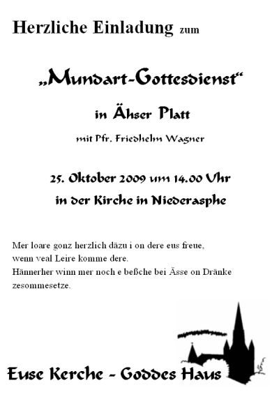 Mundartgottesdienst am 25 Oktober 2009